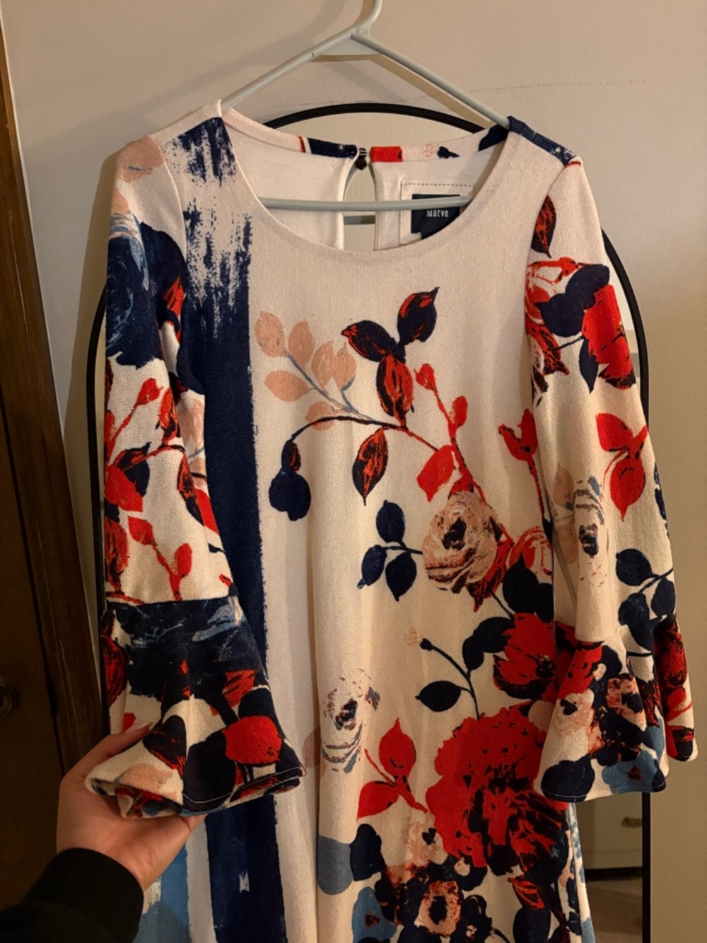 Bell Sleeve Floral Sweater Dress